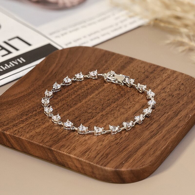 Tennis Bracelet with Emerald Cut Manufacturer - OEM/ODM Custom Elegant 925 Silver Tennis Bracelet 3mm Round Emerald Cut 5A CZ