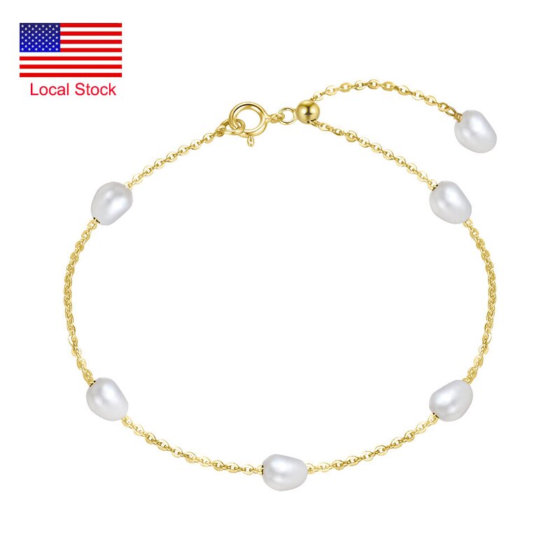 Adjustable Bracelet Factory - OEM/ODM Custom 925 Silver 14K Gold Adjustable Cultured Freshwater Pearl Bracelet