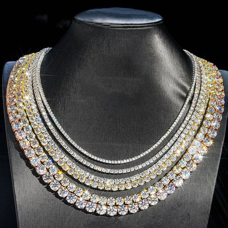 Tennis Chain Necklace Manufacturer - OEM/ODM Custom 925 Silver Gra VVS Moissanite Diamond Tennis Chain