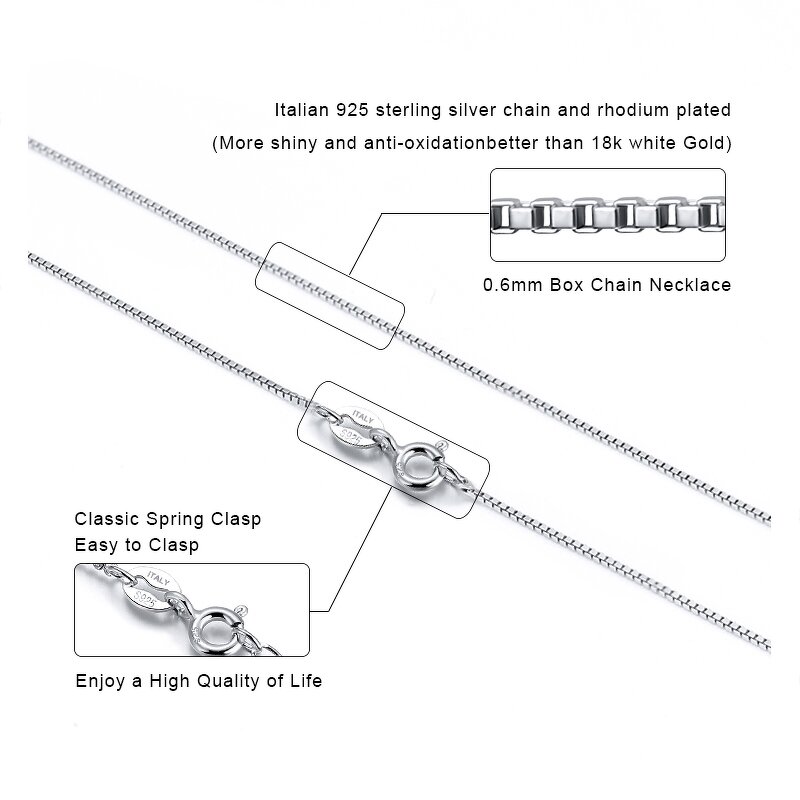 Box Chain Necklace Factory - OEM/ODM Custom Minimalist Thin 0.6mm Box Chain Necklace 925 Sterling Silver