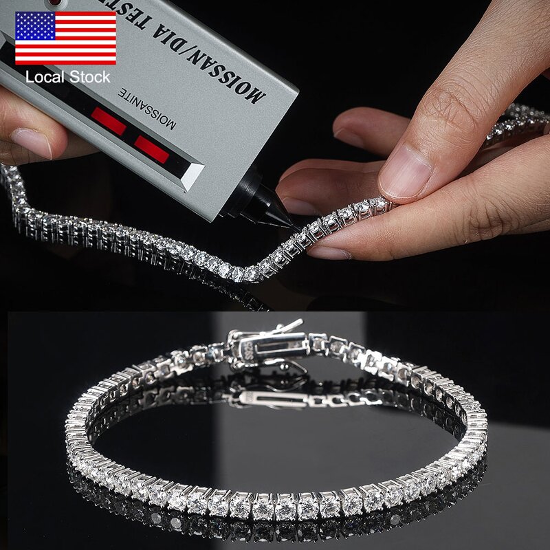 Moissanite Tennis Bracelet Factory - OEM/ODM Custom 925 Silver Moissanite Tennis Bracelet 3mm with GRA Certificate