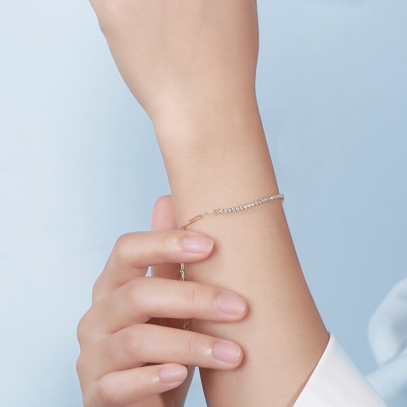 Adjustable Tennis Chain Bracelet Manufacturer - OEM/ODM Custom 14K Gold Plated Minimalist Paperclip Chain Bracelet