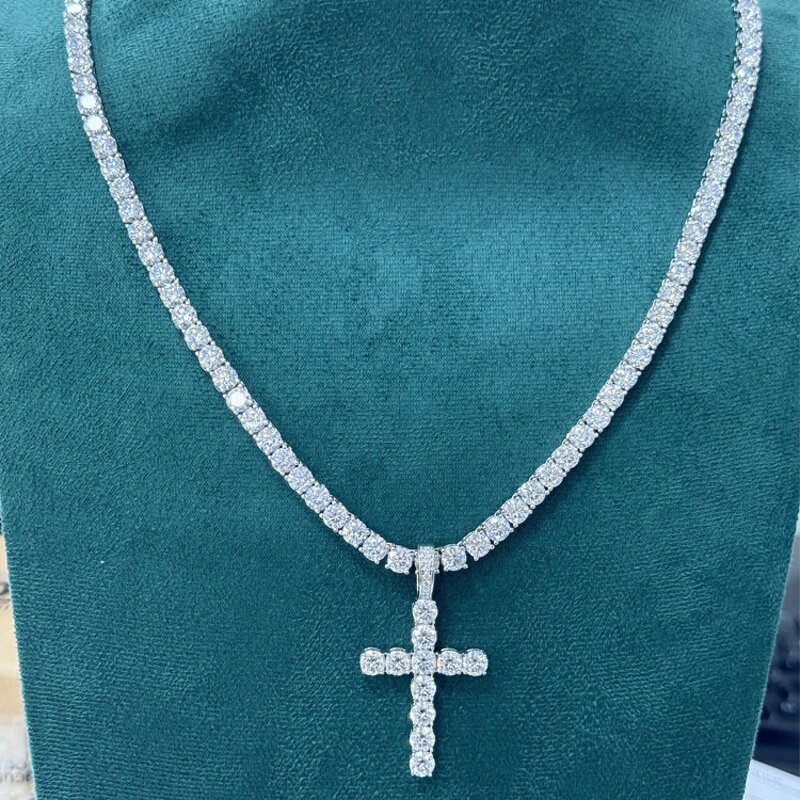 Tennis Chain Necklace Manufacturer - OEM/ODM Custom 925 Silver Gra VVS Moissanite Diamond Tennis Chain