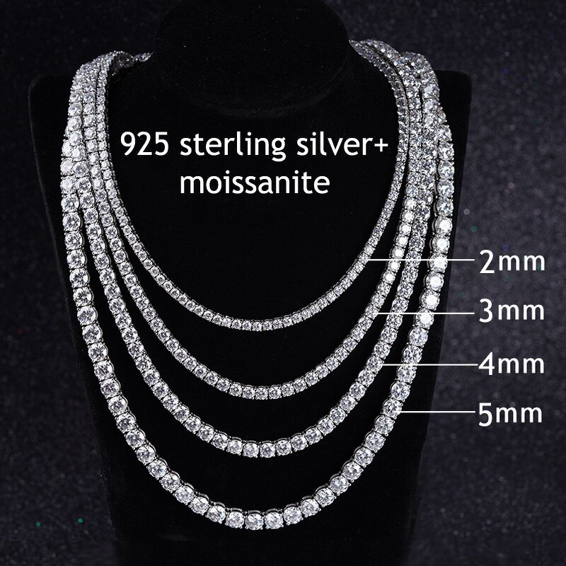 Moissanite Tennis Chain Factory - OEM/ODM Custom Wholesale Factory Price 925 Silver Iced Out Tennis Chain