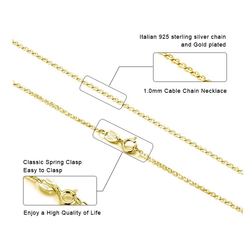 Thin Chains Manufacturer - OEM/ODM Custom Thin Chains 1mm 925 Silver 14K Gold Plated Cable Chain Necklace