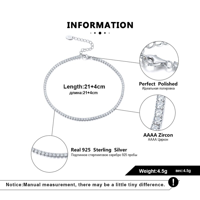 Gold Tennis Chain Anklets Manufacturer - OEM/ODM Custom Hot Sale Gold Tennis Chain Bracelet Anklets 925 Silver for Women