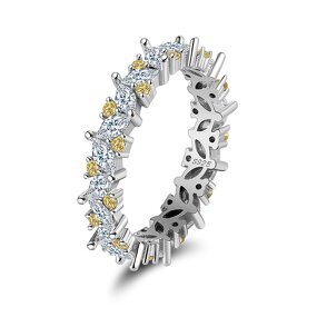 Three Stone Pear Cut Wedding Ring Manufacturer - OEM/ODM Custom S925 Silver Three Stone Pear Cut Cubic Zirconia Wedding Ring