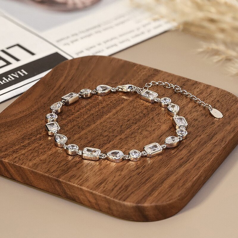 Minimalist Tennis Line Bracelet Factory - OEM/ODM Custom Minimalist 925 Silver Tennis Line Bracelet 3mm Heart Cut 5A CZ