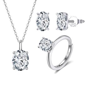 Moissanite Necklace Set Factory - OEM/ODM Custom 925 Sterling Silver Water Drop Shape Moissanite Diamond Set