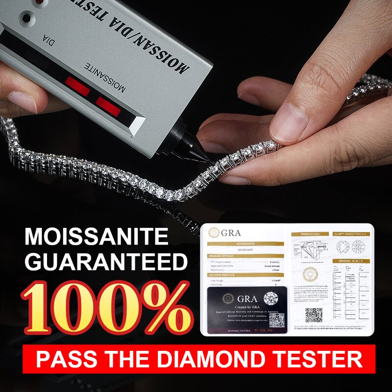 Tennis Chain Necklace Manufacturer - OEM/ODM Custom 925 Silver Gra VVS Moissanite Diamond Tennis Chain