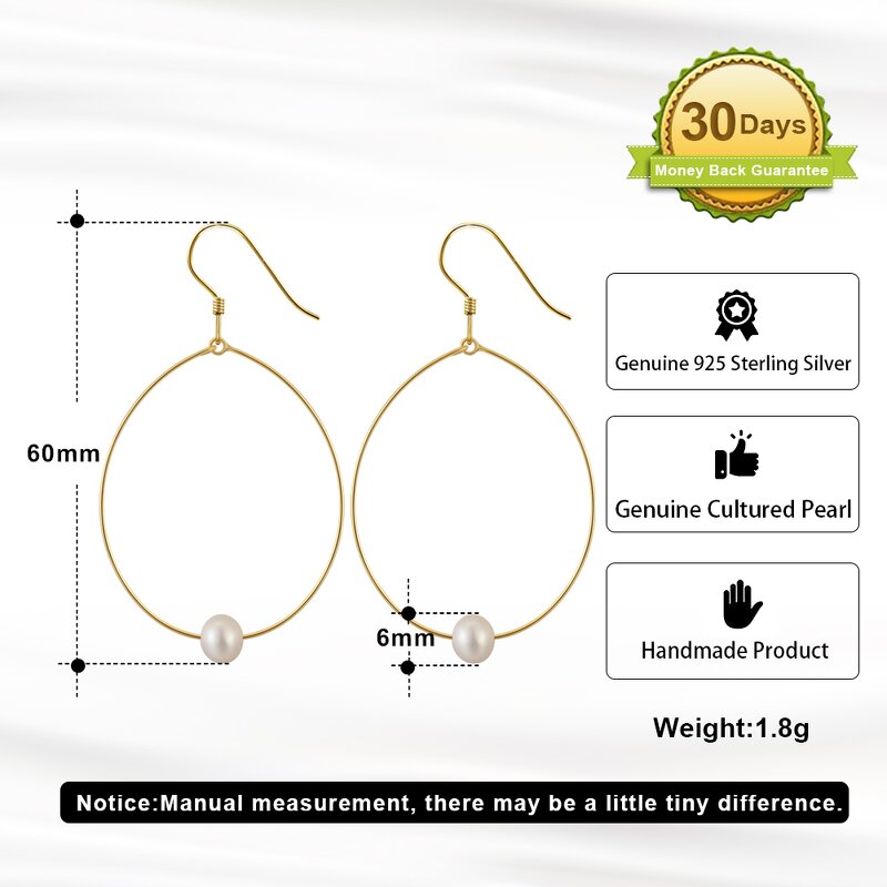 Gold Pearl Earrings Manufacturer - OEM/ODM Custom Gold Pearl Earrings 925 Silver Unique Design Cultured Freshwater Pearl