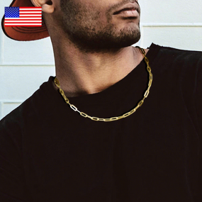 Hiphop Chain Factory - OEM/ODM Custom S925 Sterling Silver 3mm 14K Gold Plated Curb Paperclip Chain