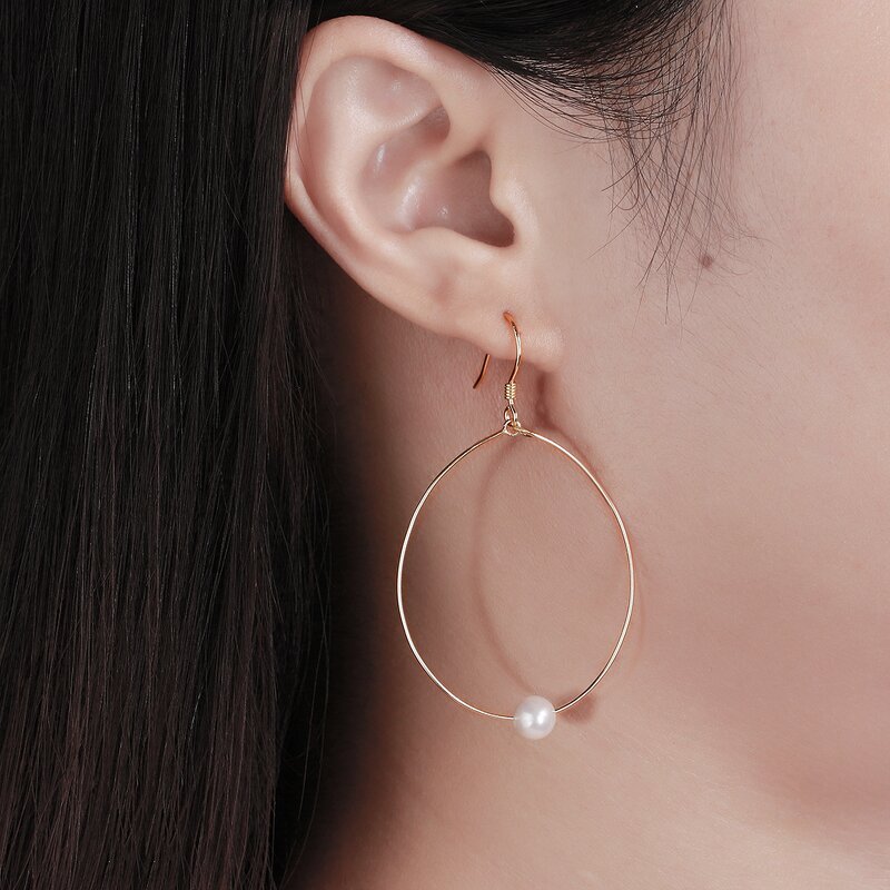 Gold Pearl Earrings Manufacturer - OEM/ODM Custom Gold Pearl Earrings 925 Silver Unique Design Cultured Freshwater Pearl