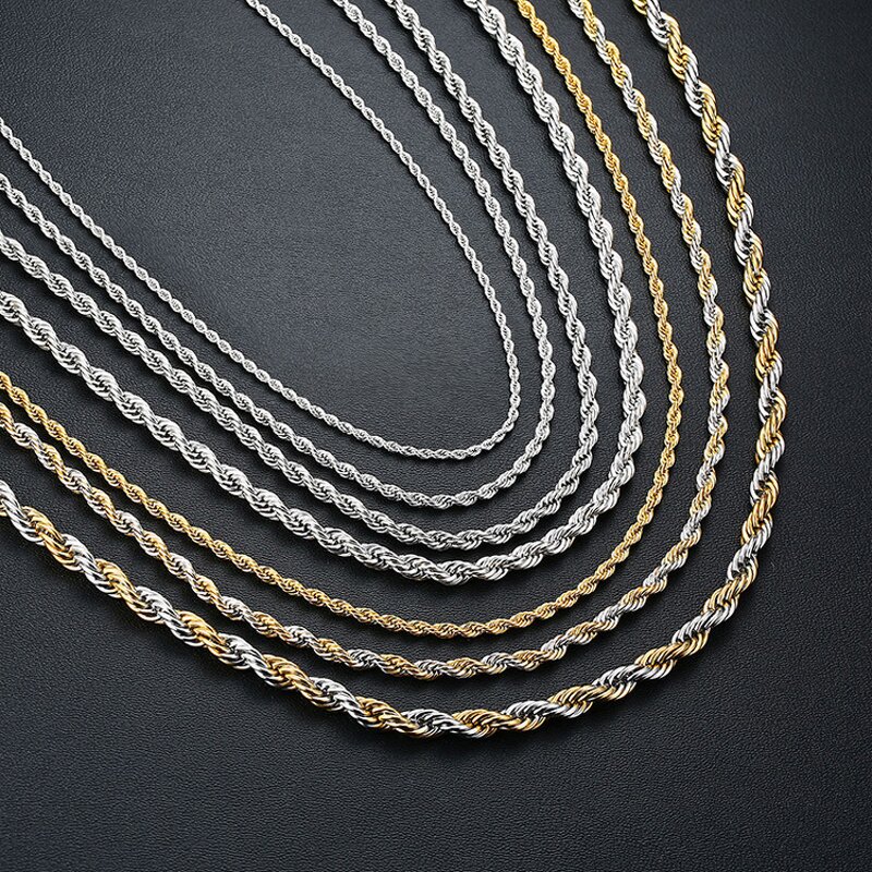 Rope Chain Necklace Manufacturer - OEM/ODM Custom 18K Gold Plated Twist Rope Chain 925 Sterling Silver