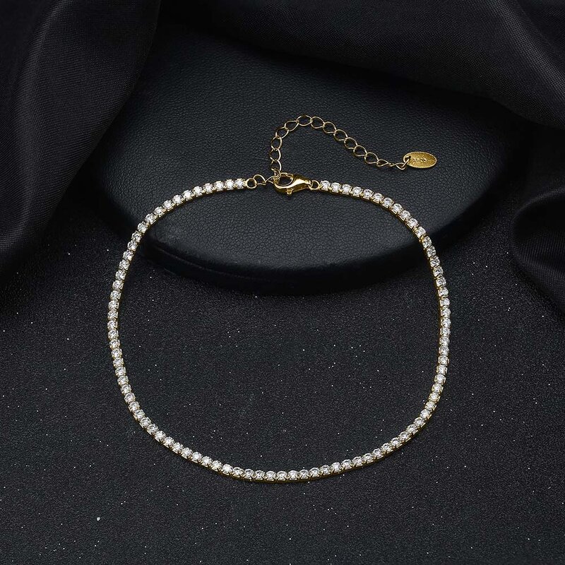 Gold Tennis Chain Anklets Manufacturer - OEM/ODM Custom Hot Sale Gold Tennis Chain Bracelet Anklets 925 Silver for Women