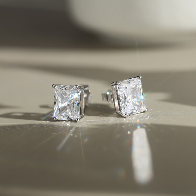 Moissanite Jewelry Earrings Factory - OEM/ODM Custom Hypoallergenic D Color VVS Moissanite Jewelry 6 Prong Setting Earrings