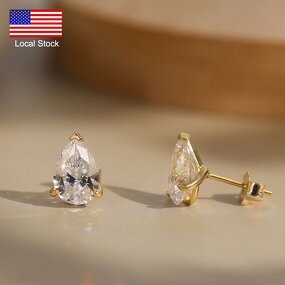 Stud Earrings Factory - OEM/ODM Custom Hypoallergenic Stud Pear Cut 8A Cubic Zirconia 925 Silver Earrings
