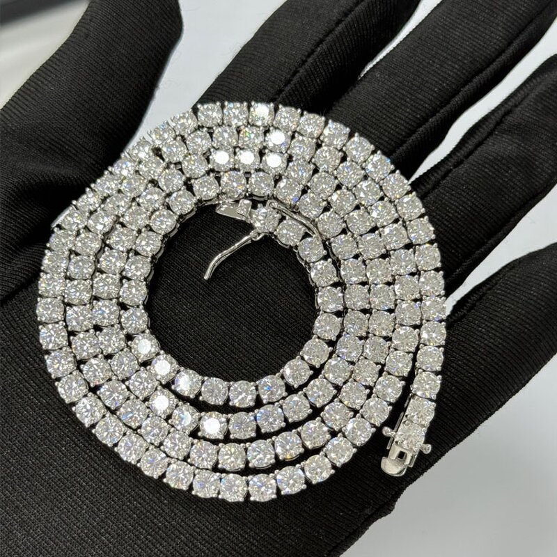 Tennis Chain Necklace Manufacturer - OEM/ODM Custom 925 Silver Gra VVS Moissanite Diamond Tennis Chain