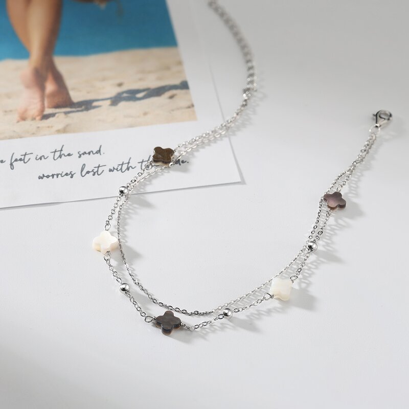 Minimalist Womens Anklet Manufacturer - OEM/ODM Custom Minimalist Womens Anklet 925 Silver Natural Shell Summer Beach Foot