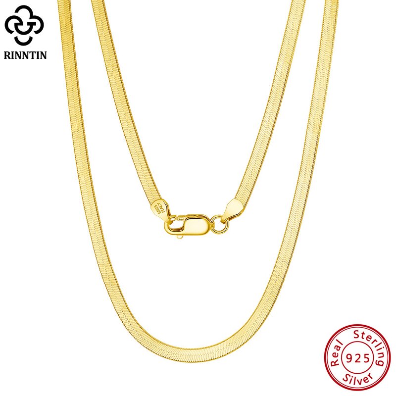 Flat Herringbone Chain Necklace Manufacturer - OEM/ODM Custom 18K Gold Plated Chain 925 Silver 3mm Flexible Flat Herringbone