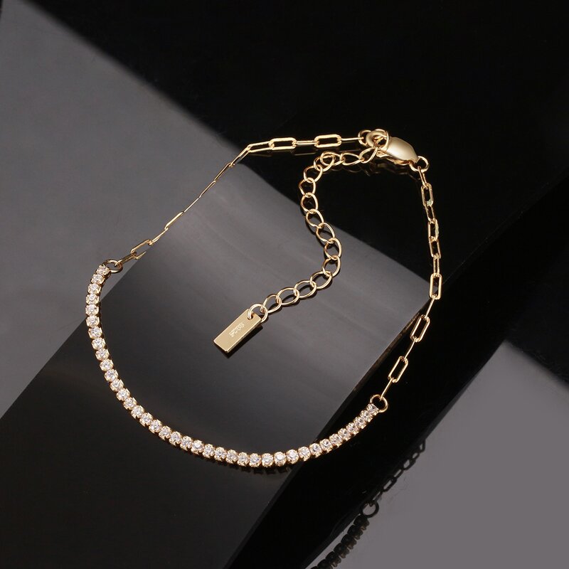 Adjustable Tennis Chain Bracelet Manufacturer - OEM/ODM Custom 14K Gold Plated Minimalist Paperclip Chain Bracelet