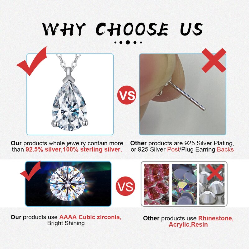 Pear Necklace Manufacturer - OEM/ODM Custom Pear Necklace 925 Silver 14K Gold Plated Pear Cut Cubic Zirconia