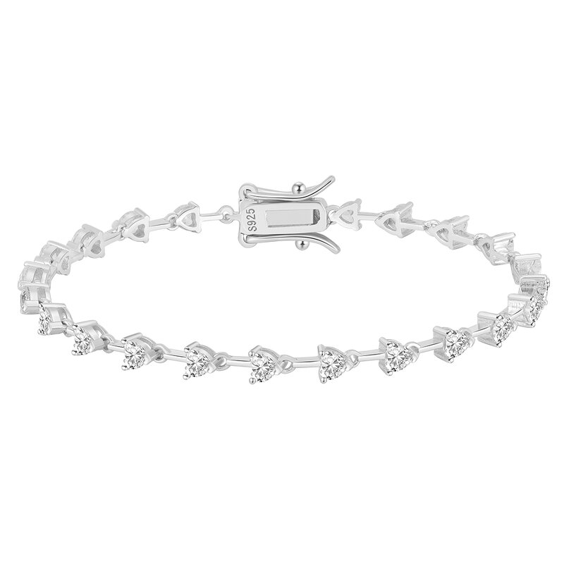 Tennis Bracelet with Emerald Cut Manufacturer - OEM/ODM Custom Elegant 925 Silver Tennis Bracelet 3mm Round Emerald Cut 5A CZ