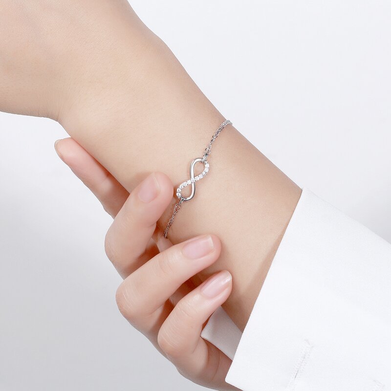 Adjustable Bracelet Manufacturer - OEM/ODM Custom Women's 925 Silver Infinity Endless Love Symbol Charm Bracelet