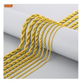 Rope Chain Necklace Manufacturer - OEM/ODM Custom 18K Gold Plated Twist Rope Chain 925 Sterling Silver