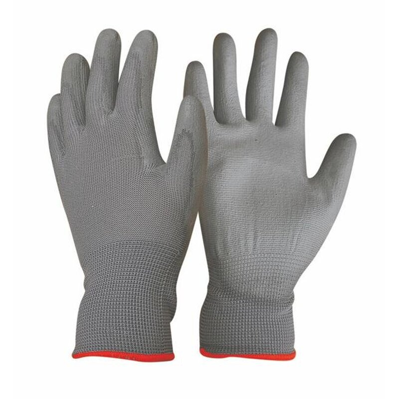 PU Coated Work Gloves Factory - OEM/ODM Custom 13 Gauge Polyester Grey PU Coated Antistatic Gloves
