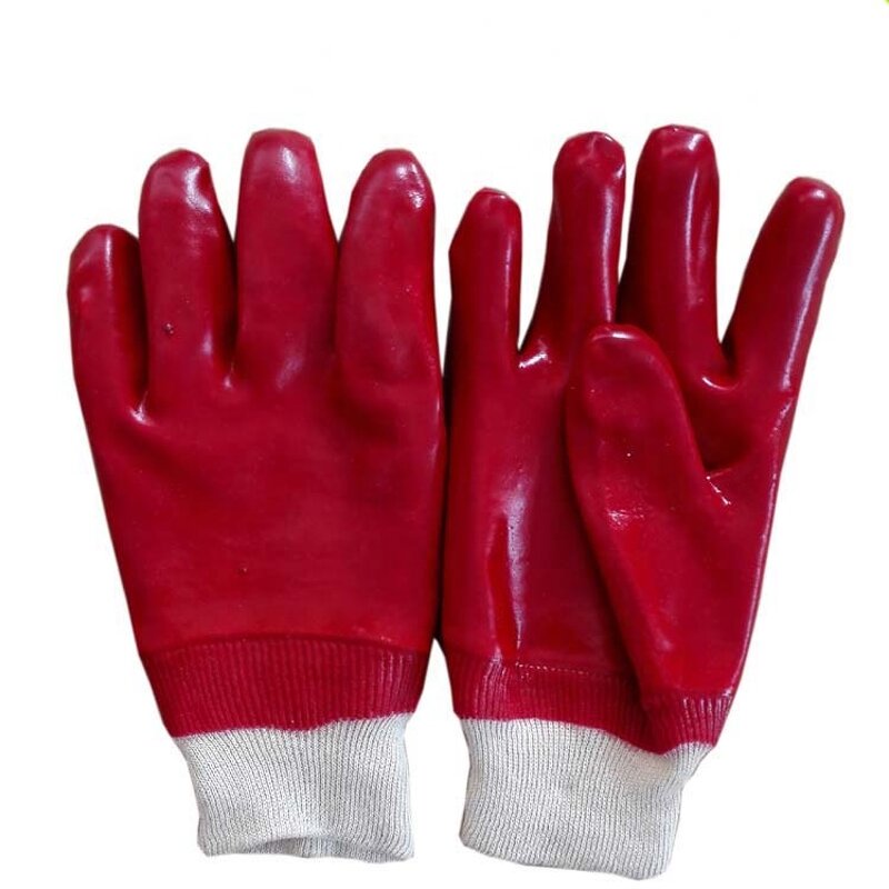 Red PVC Chemical Gloves Factory - OEM/ODM Custom Safe Work Red PVC Chemical Resistant Gloves 27 cm