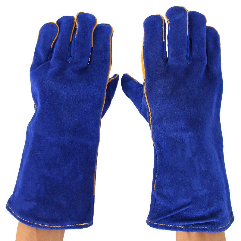 Full Palm Welding Glove Factory - OEM/ODM Custom Cotton Lined Full Palm 16" Welding Glove Blue Color