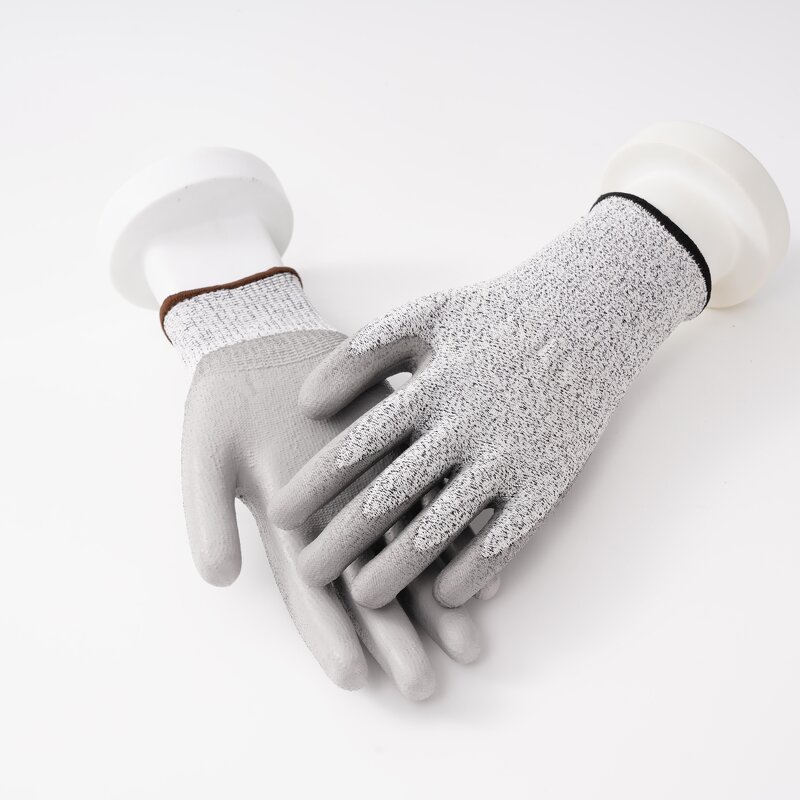 Custom Print Safety Gloves Manufacturer - OEM/ODM Custom Logo 13G HPPE Level 5 PU Cut Resistant Gloves