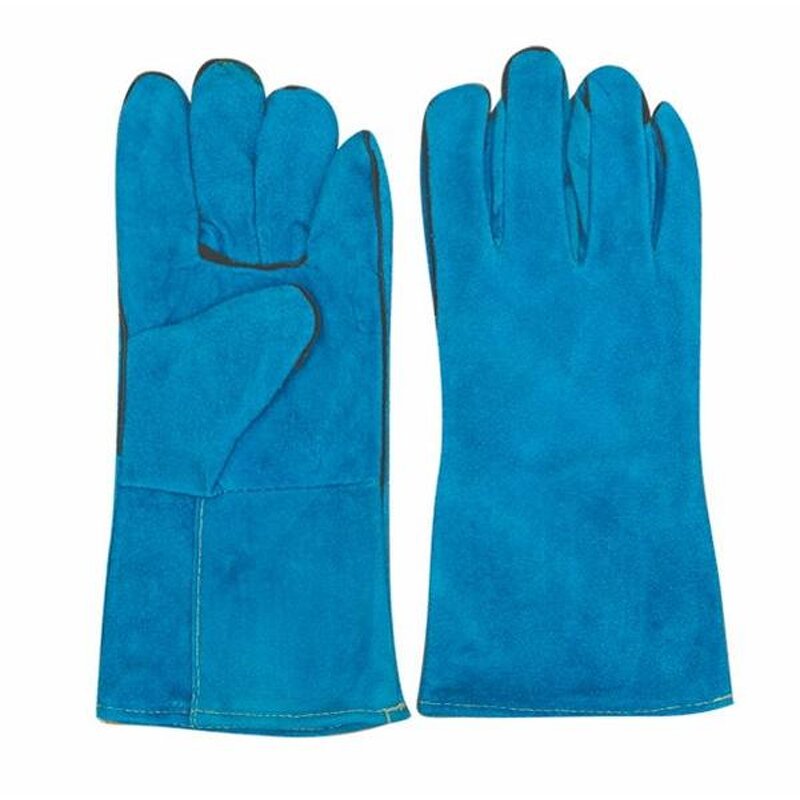 Full Palm Welding Glove Factory - OEM/ODM Custom Cotton Lined Full Palm 16" Welding Glove Blue Color
