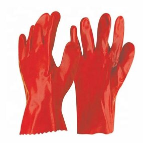 Red PVC Chemical Gloves Factory - OEM/ODM Custom Safe Work Red PVC Chemical Resistant Gloves 27 cm