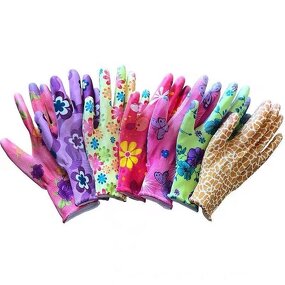 Flower Color PU Coated Gloves Factory - OEM/ODM Custom Flower Color Polyester White PU Palm Garden Gloves