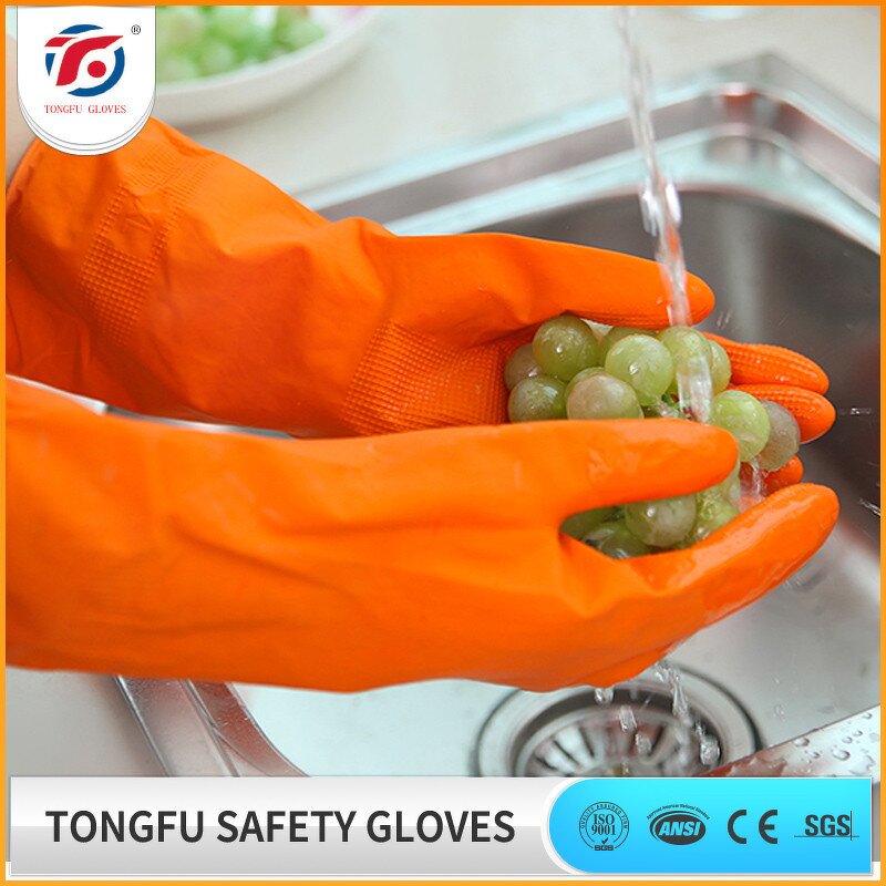 Kitchen Household Latex Gloves Manufacturer - OEM/ODM Custom Kitchen Household Latex Gloves with Cotton Lining CE
