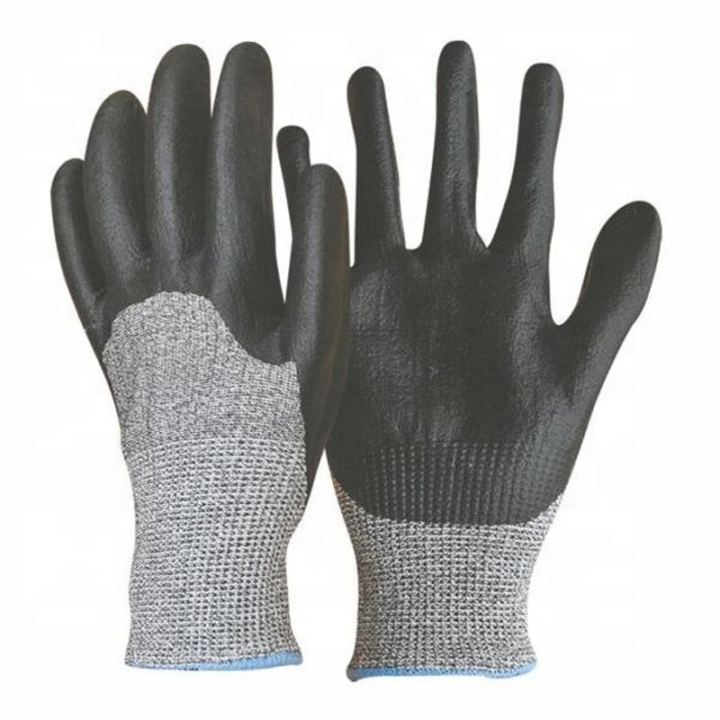 Cut-resistant Glove Factory - OEM/ODM Custom Black PU Coated Palmed Gloves Level 3/5