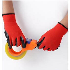 Safety Glove Latex Wrinkle Gloves Manufacturer - OEM/ODM Custom 13 Gauge Red Nylon Black Latex Coated Gloves