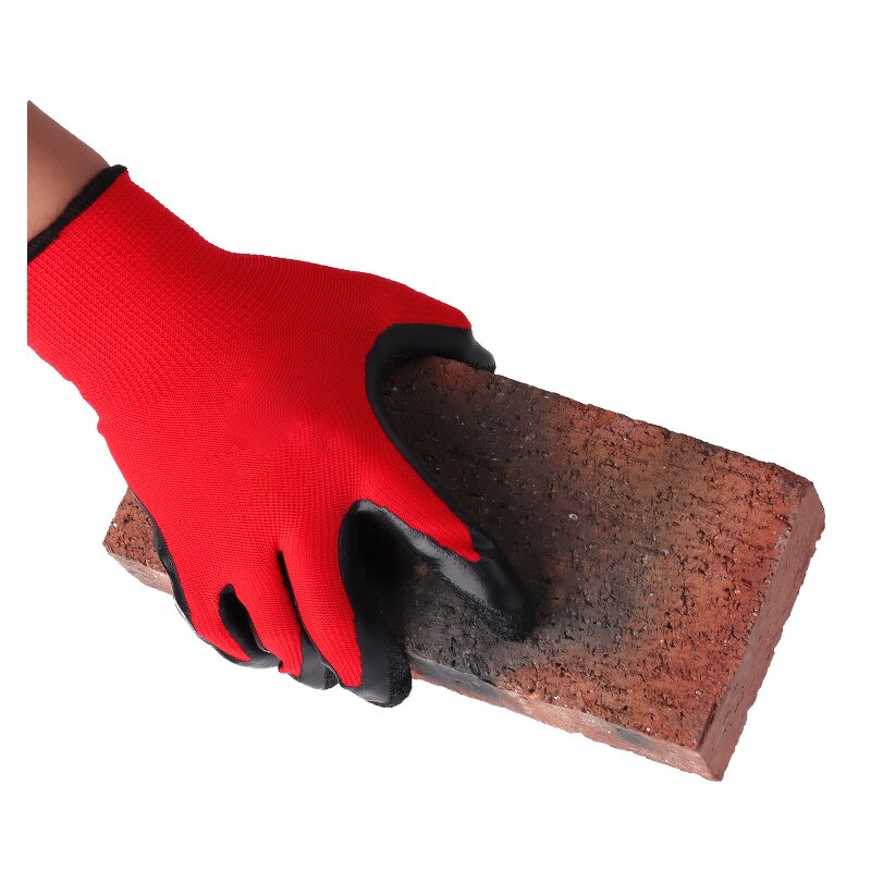 Safety Glove Latex Wrinkle Gloves Manufacturer - OEM/ODM Custom 13 Gauge Red Nylon Black Latex Coated Gloves