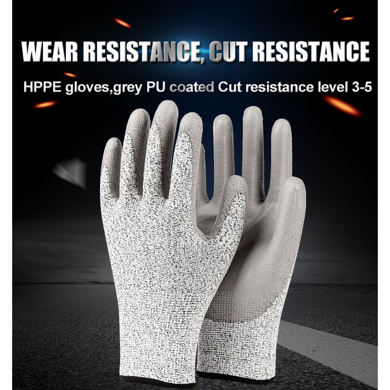 Custom Logo Anti Cut Gloves Factory - OEM/ODM Custom Logo Anti Cut Level 5 PU Coated Gloves