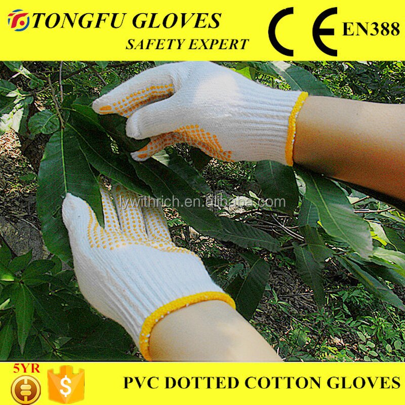PVC Dotted Cotton Work Glove Manufacturer - OEM/ODM Custom Pvc Dotting Machine White Knitted Cotton Gloves EN388