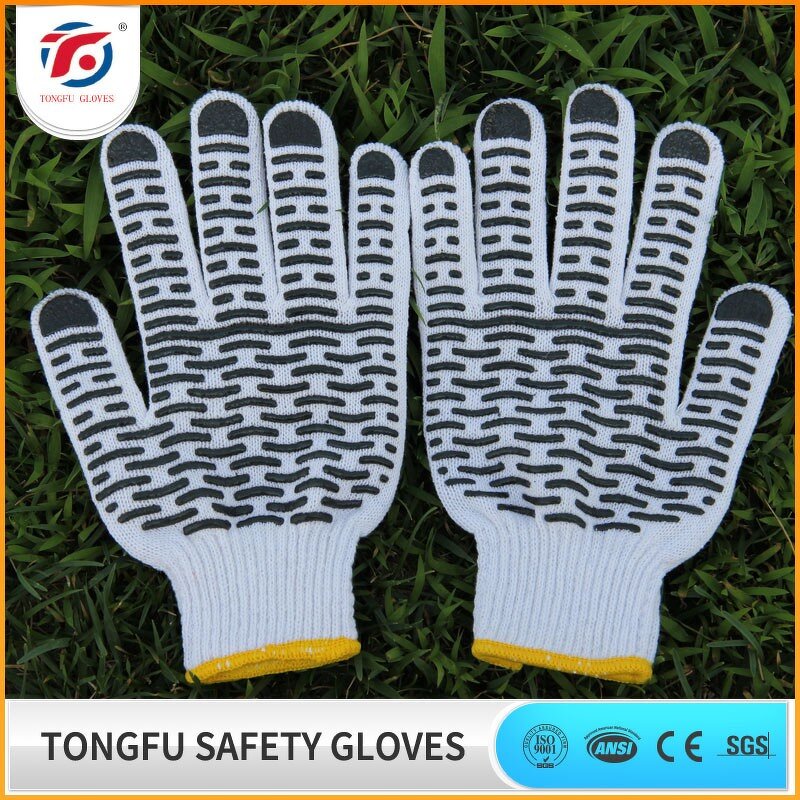 PVC Wave Dots Gloves Factory - OEM/ODM Custom TF Cotton Poly Knitted Gloves PVC Wave Dots Single Side