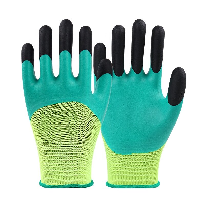 Protective Hand Fluorescent Green Gloves Manufacturer - OEM/ODM Custom Fluorescent Green Polyester Latex Coated Gloves EN388