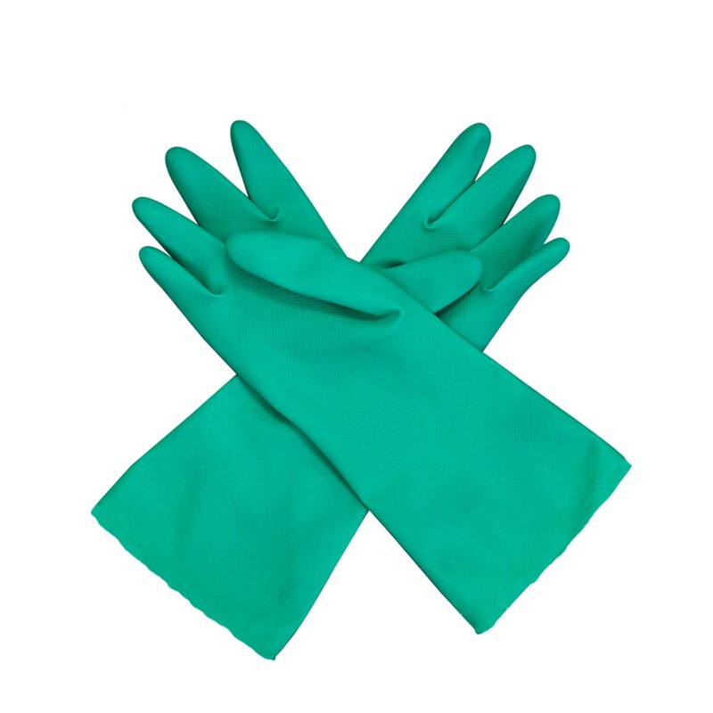 Chemical Resistant Industrial Gloves Factory - OEM/ODM Custom 13 Inches Green Nitrile Flock Line Gloves