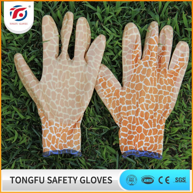 Flower Color PU Coated Gloves Factory - OEM/ODM Custom Flower Color Polyester White PU Palm Garden Gloves