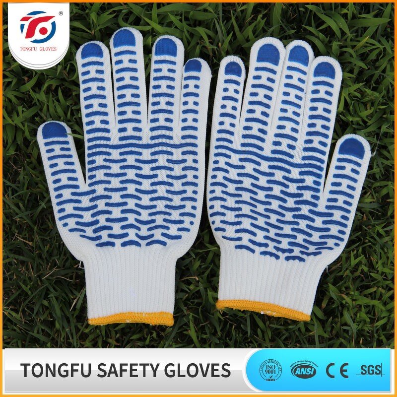 PVC Wave Dots Gloves Factory - OEM/ODM Custom TF Cotton Poly Knitted Gloves PVC Wave Dots Single Side