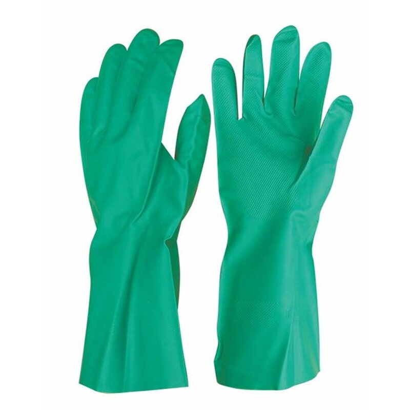 Chemical Resistant Industrial Gloves Factory - OEM/ODM Custom 13 Inches Green Nitrile Flock Line Gloves