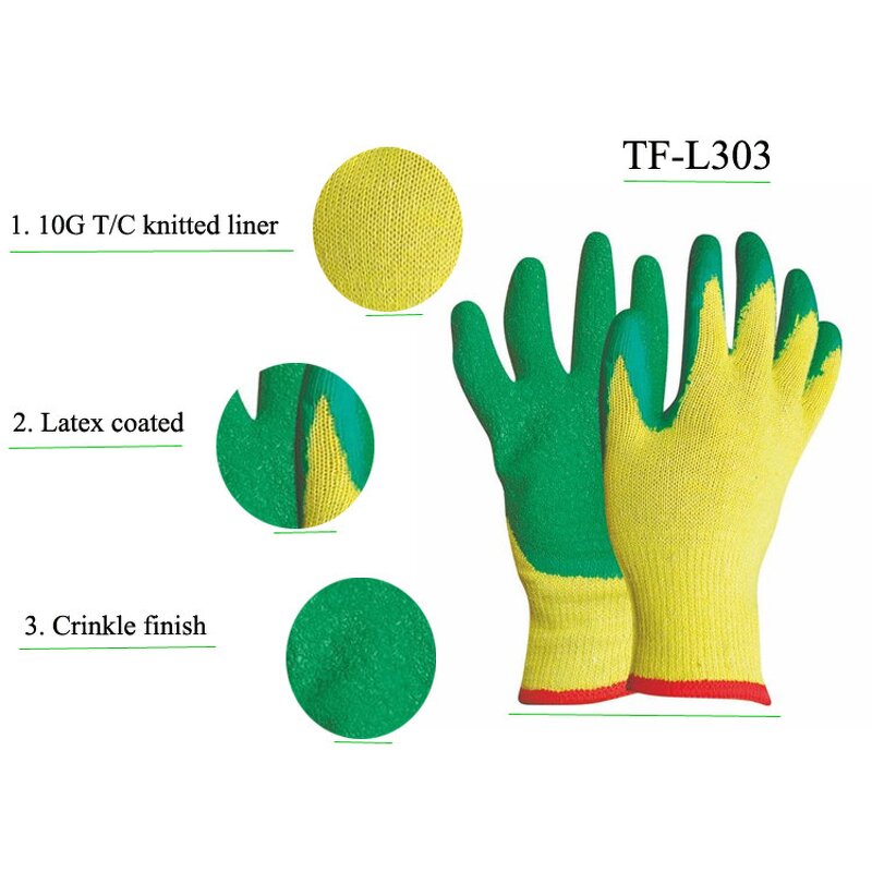 White Cotton Coated Green Latex Gloves Factory - OEM/ODM Custom Factory Price White Cotton Green Latex Gloves