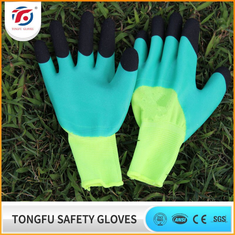 Protective Hand Fluorescent Green Gloves Manufacturer - OEM/ODM Custom Fluorescent Green Polyester Latex Coated Gloves EN388